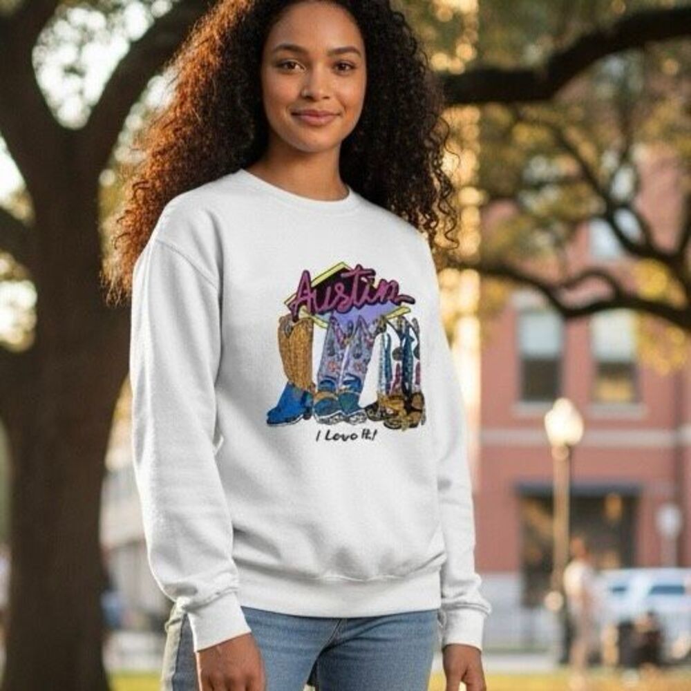 J. Galt Austin Texas Graphic Sweatshirt Cream White Size M